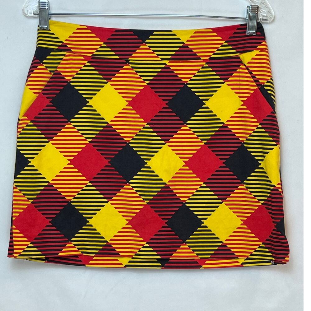 Bold Geometric Mini Skirt in Red, Yellow & Black
